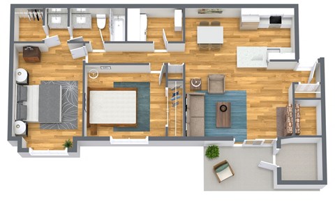 2 Bed 1 Bath Avon Floorplan